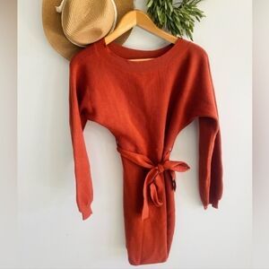 Orange Knit Sweater Dress Womens sz. MED